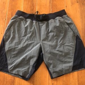 lululemon athletica Men's Grey and Navy Athletic Shorts